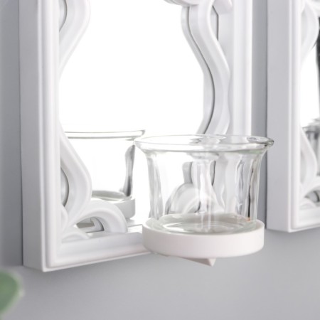 Climber Plastic, glass for 1 candle "Mirror patterns" set 2 pcs D-4 cm white 8x13x40 cm 906886-2