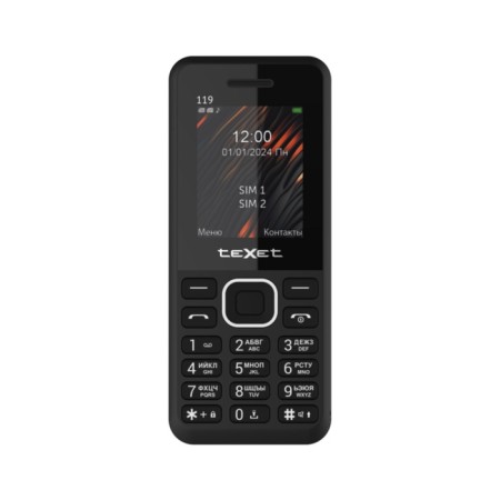 Cell phone Texet TM-119, 1.77 ", 2 SIM, 32MB, FM, 600 mAh, black