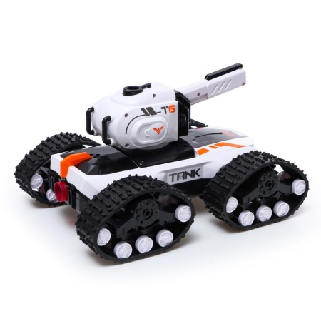 Tank radio -controlled tank shoots water, smoke effect, white color-2