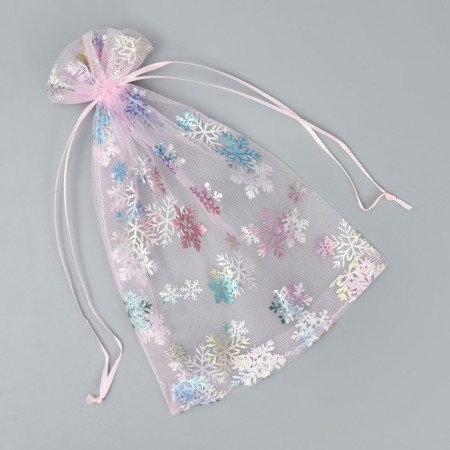 Bag gift organza "Snowflake", holography, organza, 16 x 24 cm +/- 1.5 cm, New Year-4