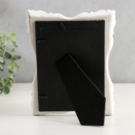 Photo frame Polystone 10x15 cm "Elegy" White with golden corners 21x16 cm-2