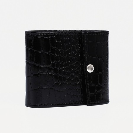Women's wallet on the button, black color