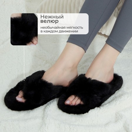 Women's slippers with open nose size 38, black color-1