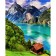 Diamond mosaic with full filling on the canvas "Mountain Lake", 40 x 50 cm