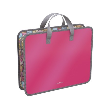 Folder with handles A4+ with extension. Erichkrause Glossy Bubble Gum, flavored plastic, pink