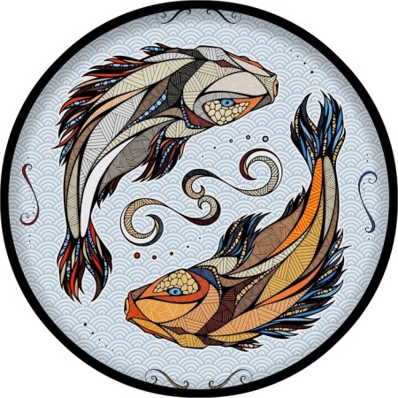 Wooden, figured puzzle Ewa. Koi carps (fish)-12