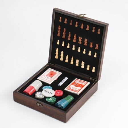 Set 4 in 1: chess, poker (100 chips, 2 decks, cubes 5 pcs), 24 x 24 cm-6