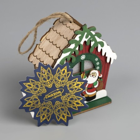 Christmas tree toy "Hut of Santa", from batteries, glow warm white-3