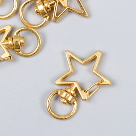 Carabiner Metal with a ring "Star" gold 3.4x2.3 cm-1