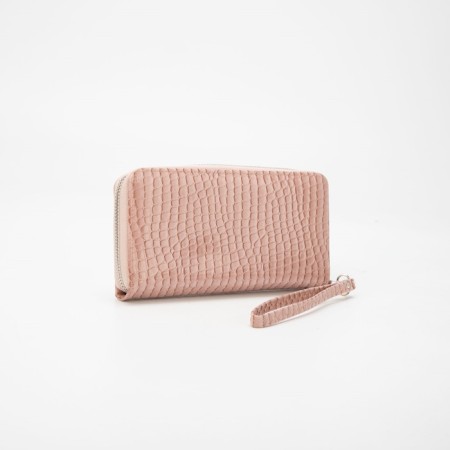 Women's wallet with a zipper, with a pen, pink color-1