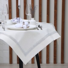 Gnital tablecloth with rhinestones, 85 x 85 ± 5 cm, milk color, p/e color