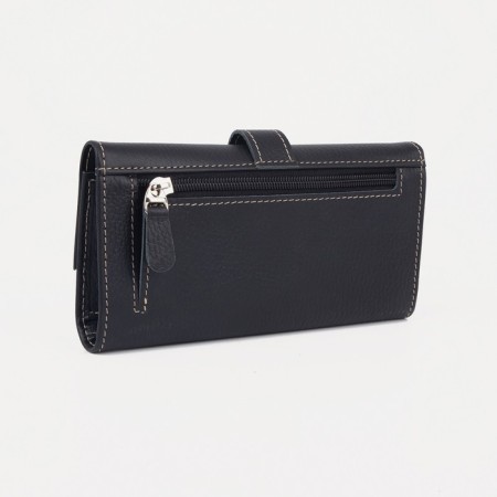 Male purse on a button, for bills, for cards, for coins, black color-1