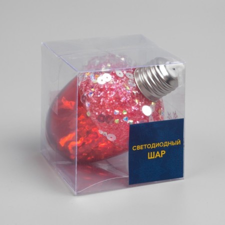 Fir -tree ball "Red Acorus", batteries, 4 LED, glow warm white-3