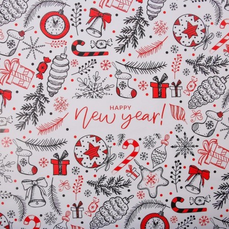 Glossy packaging paper "Happy New Year", 70 x 100 cm, New Year-3