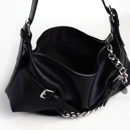 Women's bag with chains, 28*12*6 cm, black color-6