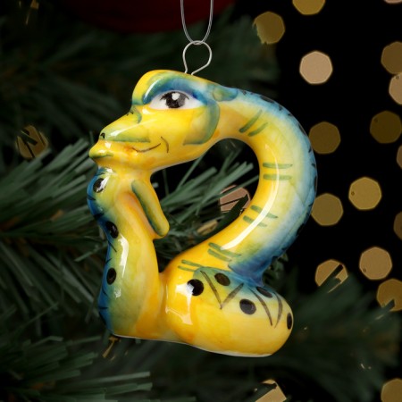 Christmas tree toy "Snakers Blue", 7 cm, porcelain-1