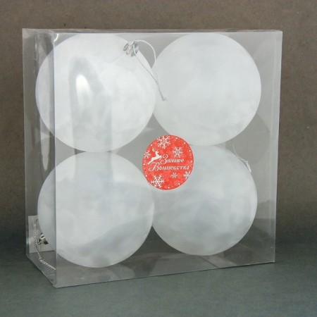 Set of balls plastic D-10 cm, 4 pcs "fog" white-1