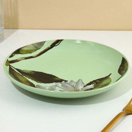 Ceramic Lemon Flowers ceramic plate, 22.5 cm, green color-3