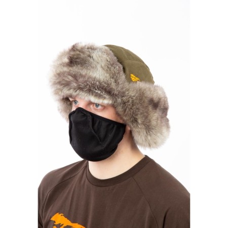 TAIGA earflaps with a mask, khaki color, Iceland fabric, size m