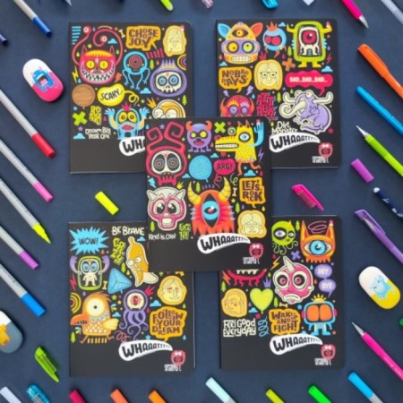 Notebook A5 (165 x 203 mm), 48 sheets in a cage on a clip of Crazy Monsters, covered cardboard, matte lamination, block 60 g/m2, mix-3