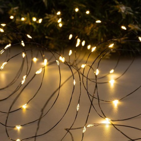 Garland "thread" 10 m Rosa, IP20, black thread, 100 LED, glow warm white, 12 V-2