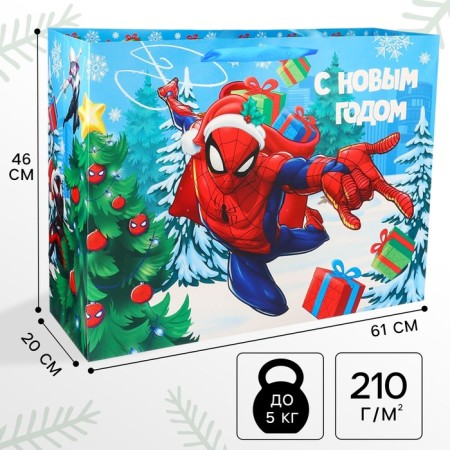 New Year. Gift package, 61x46x20 cm, packaging, spider-man