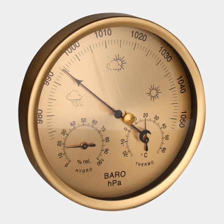 Mechanical barometer, weather station, wall, gold, d = 13 cm-3