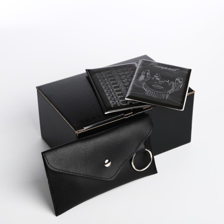 Gift set, waist bag, two covers for a passport, black color