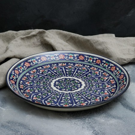 Largan Rishtan ceramics "Flowers", 36 cm, blue