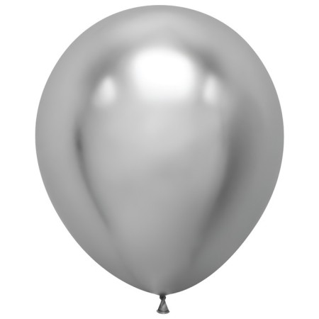 Latex ball 18 ", chrome, silver, set of 10 pcs.