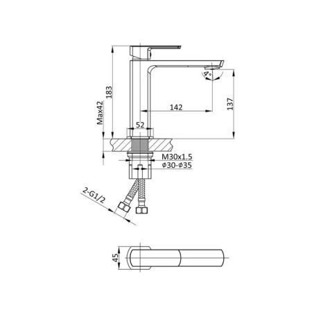 Vince NEXT VBF-1N1ch shell mixer, single-leaf, pour 142 mm, brass, chrome-3