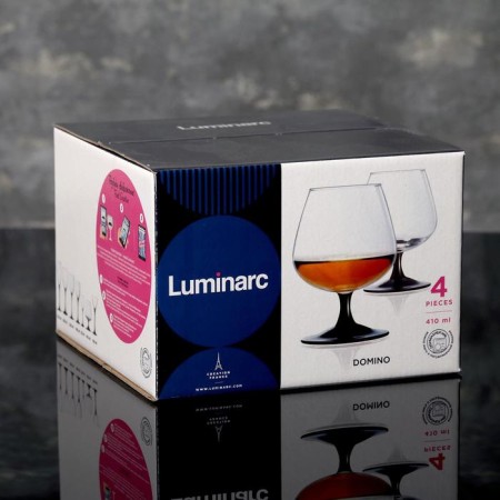 A set of glass glasses for cognac "Domino", 410 ml, 4 pcs-2