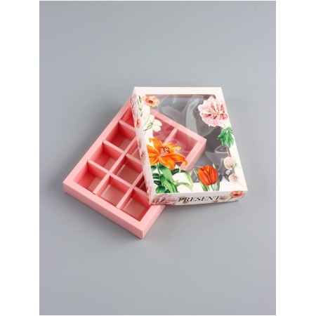 Folding box for 12 sweets "Festive mood", 19 x 15 x 3.6 cm. Confectionery packaging-3