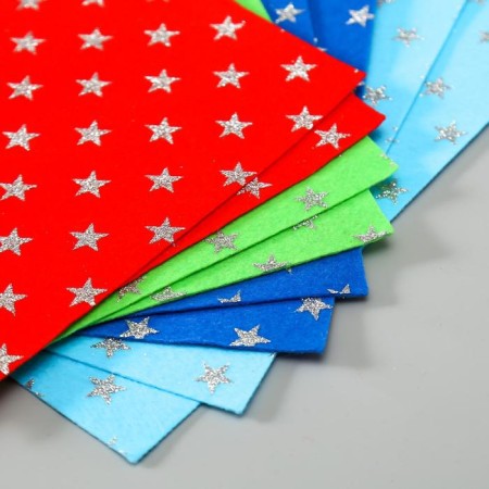 A set of decorative felt with a glitter of "Star" (8 sheets), 20x30 cm, 1.4 mm-2