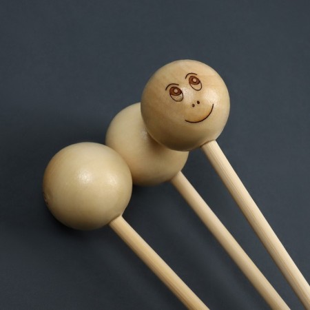 Anti -cellulite massage, 32.5 × 7 cm, 3 balls, wooden-3