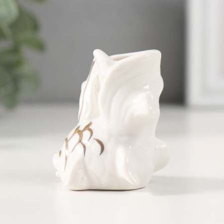 Souvenir ceramic stand d/toothpick "White Fish" with gold 5.2x4x5.5 cm-3
