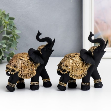 Polystone souvenir "Black Elephant in the Golden Rich Propon" MIX 14x6x12.6 cm