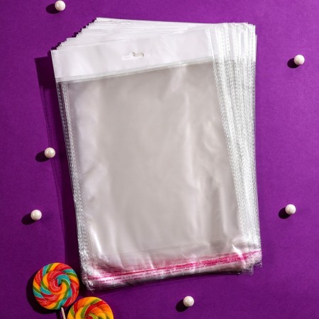 BOPP package with an adhesive valve, transparent 22 x 25/4 cm, euroglos, 30 μm