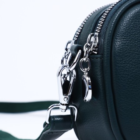 Bag Cross-Bodi on zippers, external pocket, dark green color-3