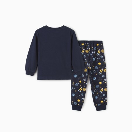 Pajamas for a boy (longshit/pants), dark blue color/space, height 110 cm-5