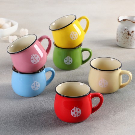 Ceramic "Dreams" mug, 190 ml, pattern and color mix-3