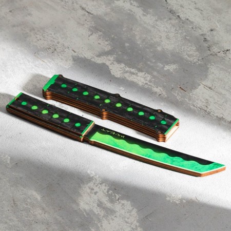 Wooden souvenir "Tanto knife" Malachite
