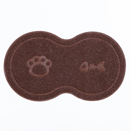 2-in-1 rug for a bowl/toilet for animals two circles, 47 x 26 cm, brown