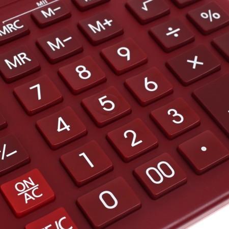 Large desktop calculator, 12-bit, Skainer SK-555RD, 2 power, 2 memory, 155 x 205 x 35 mm, red-3