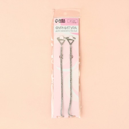 Decorative straps with rhinestones, metal fittings, 4 mm, 45 cm, steam, silver color-4