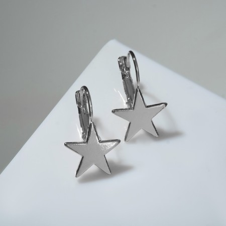 Earrings Metal "minimal" star, color silver-1