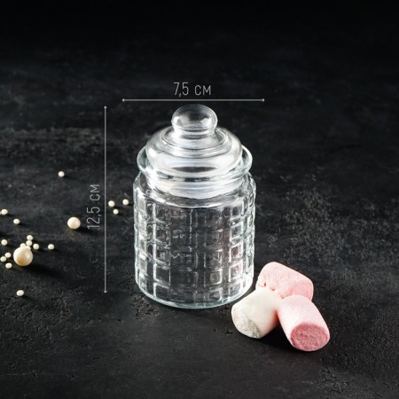 Glass Bank for bulk products "Squares", 280 ml, 7.5 × 12.5 cm-5