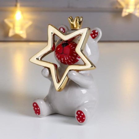 Souvenir ceramics "Bear in the crown, with a large golden star" 11.2x7.7x7.8 cm-3