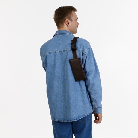 Male purse-clate on the zipper Textura, brown color-7