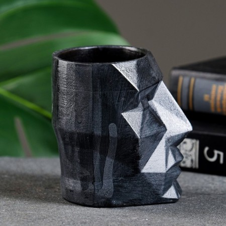 Kashpo - organizer "Geometric head" Black, 7.5x8.5x7cm-2